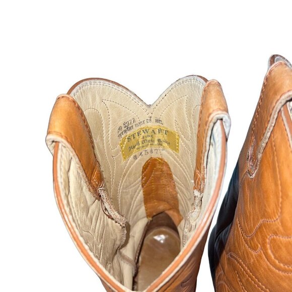 Stewart Fine Vintage 1977 Mens Boots Size 7 Brown Handmade Cowboy Tucson Arizona main image 7